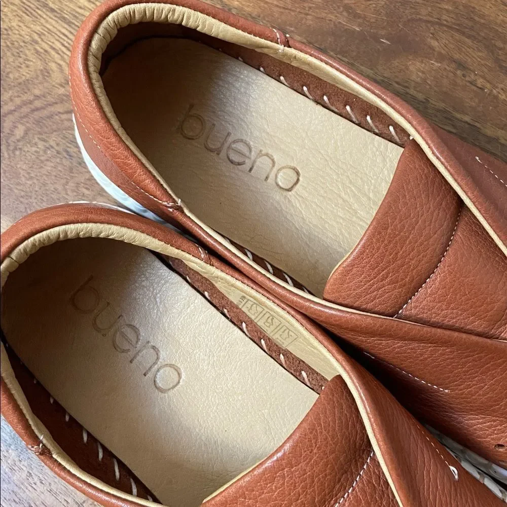 Anthropologie Denmark Bueno Women’s Leather Slip-On Sneakers in Tan- New